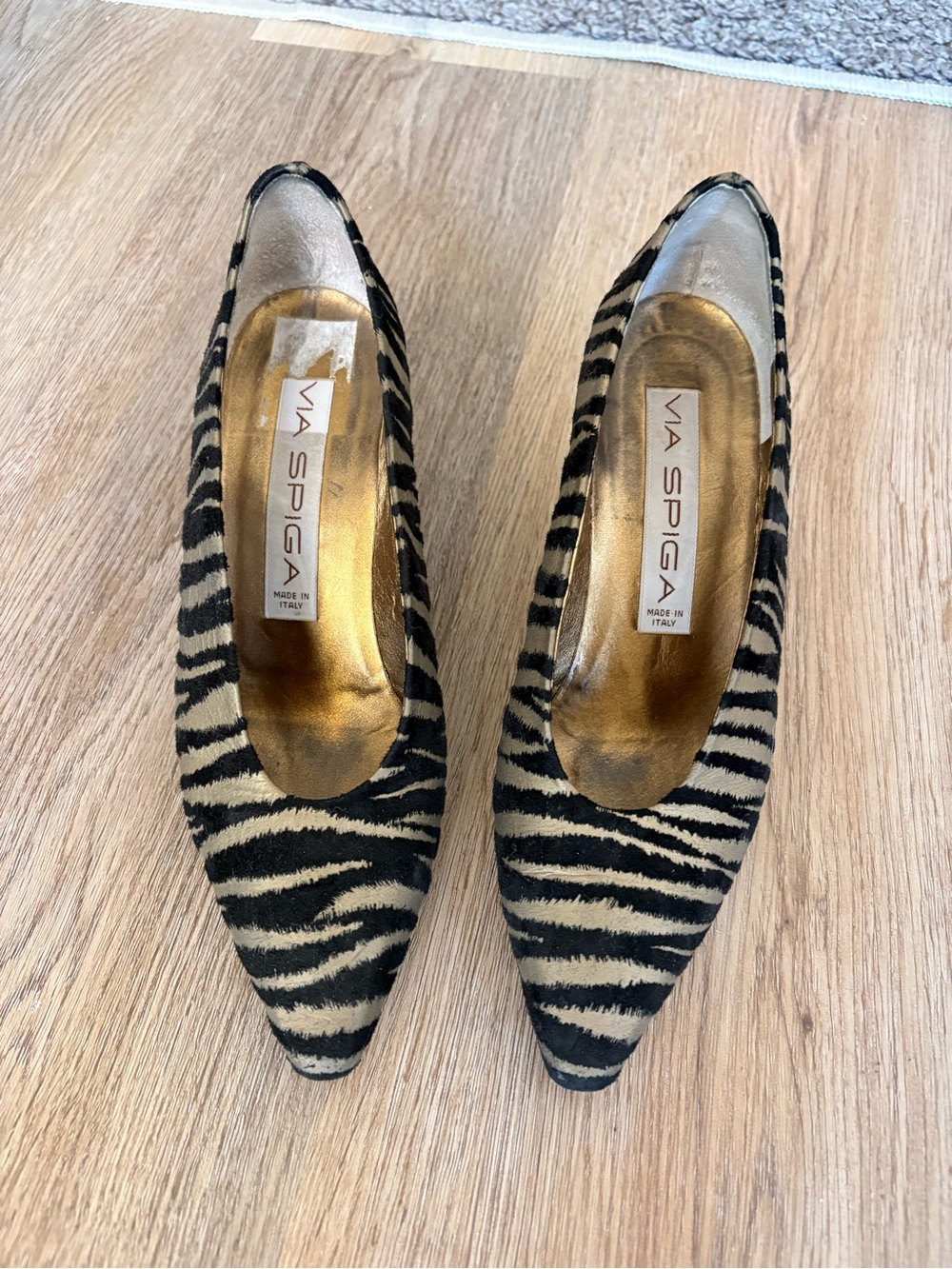 Via Spiga #Tiger Stripe Pointy-Toe Kitten Heel Pumps 5B #Retro #animal #autumn